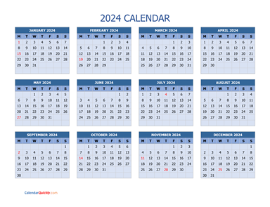 Monday 2024 Calendar Horizontal