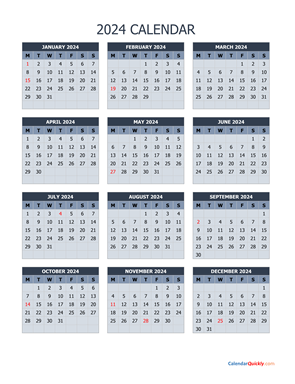 Monday 2024 Calendar Vertical