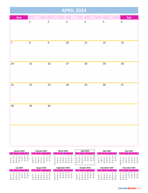 April Calendar 2024 Vertical