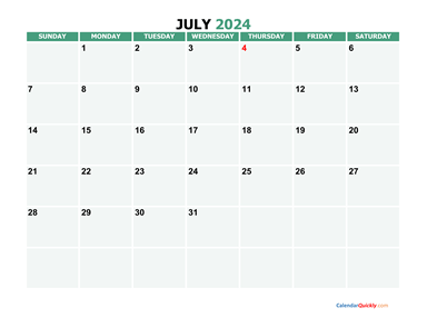 July 2024 Printable Calendar