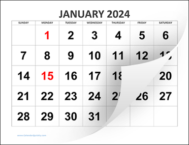 Large Blank Calendar 2024