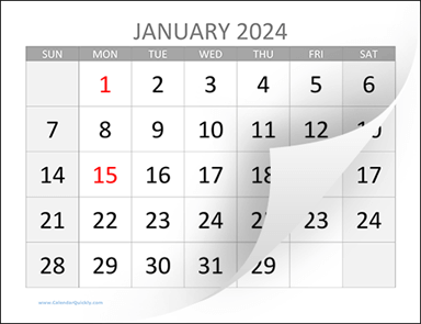 Large 2024 Calendar with Holidays
