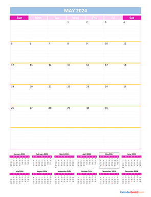 May Calendar 2024 Vertical