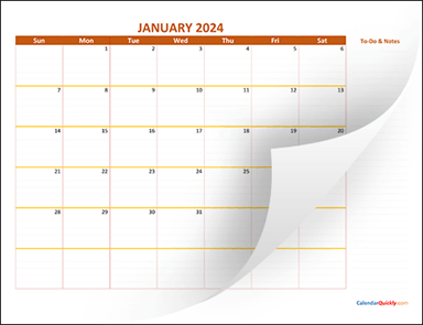 Monthly 2024 Calendar