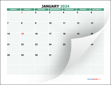 Monthly 2024 Printable Calendar