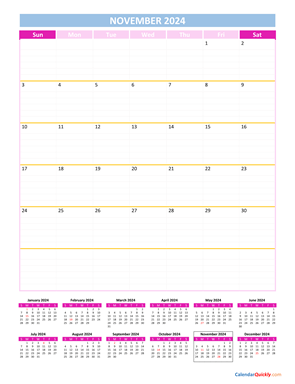November Calendar 2024 Vertical