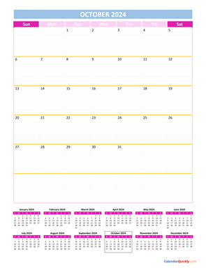 October Calendar 2024 Vertical