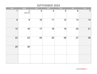 September Calendar 2024 with Holidays