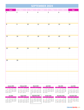 September Calendar 2024 Vertical