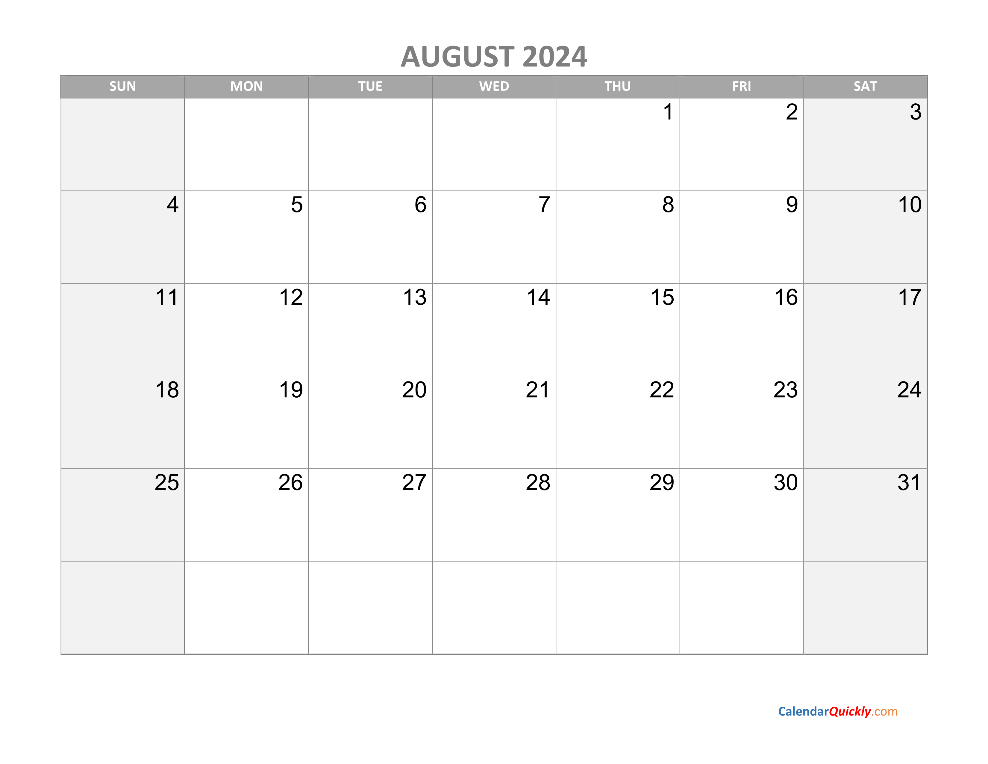 August Calendar 2025 with Holidays Calendar Quickly