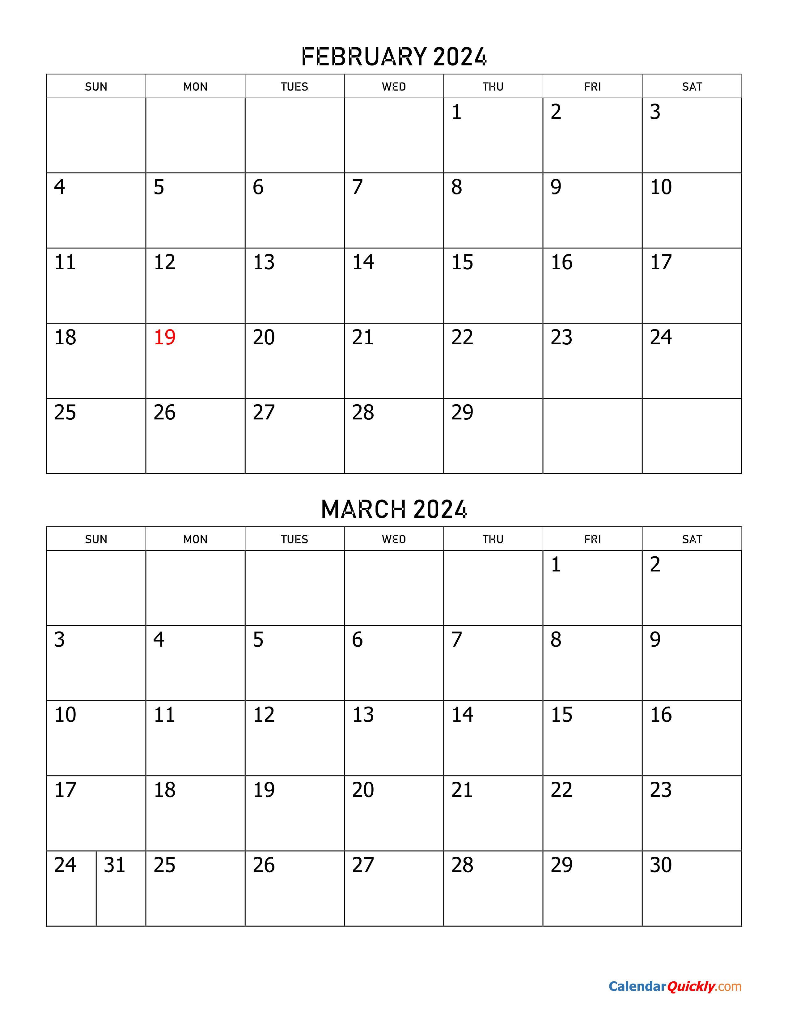 February 2024 Calendar Of The Month Free Printable February Calendar