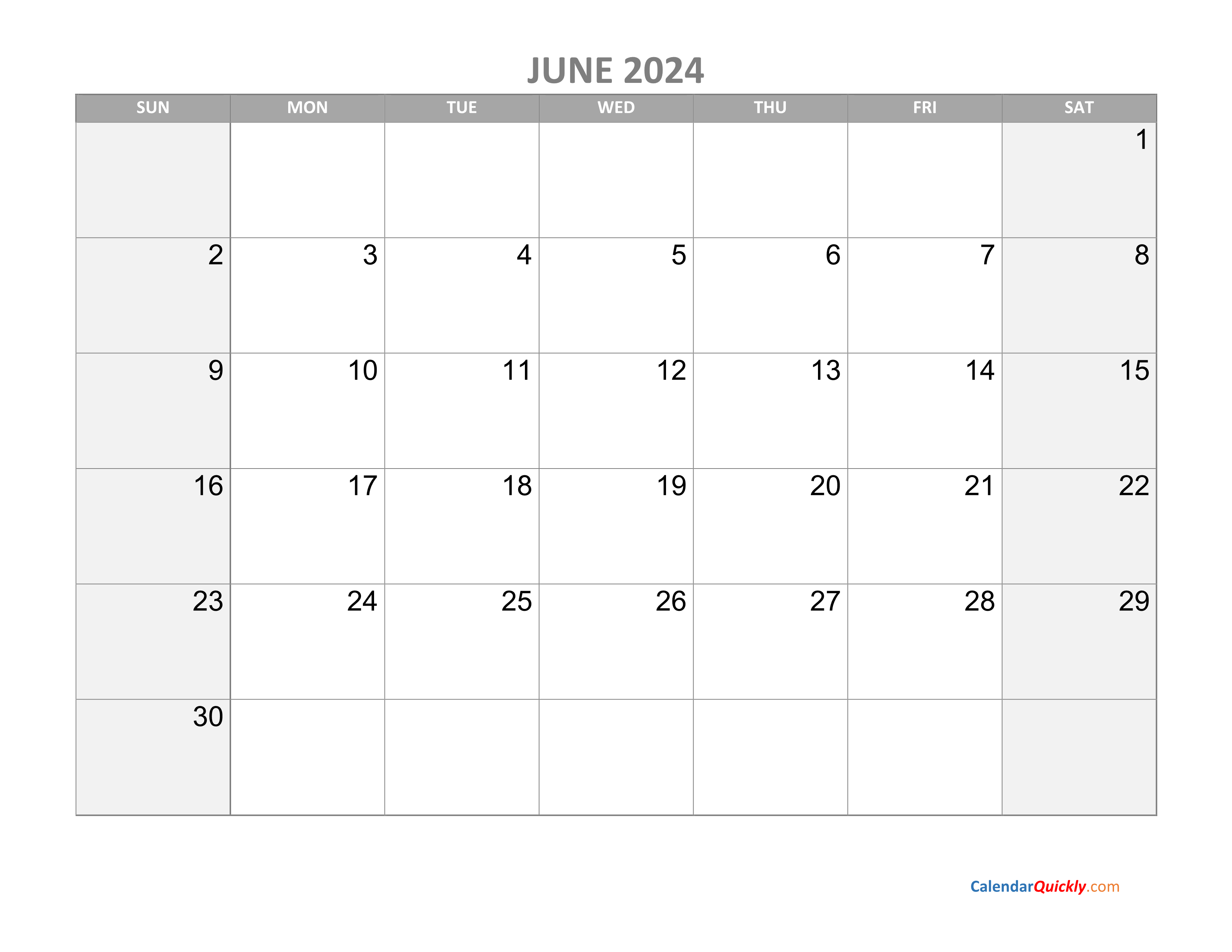 June Calendar 2024 with Holidays | Calendar Quickly