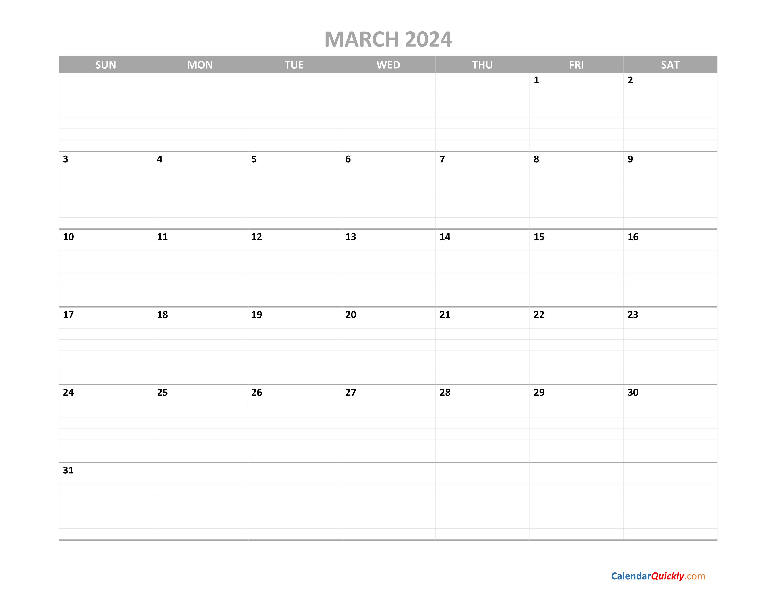 March Calendar 2024 Printable Calendar Quickly