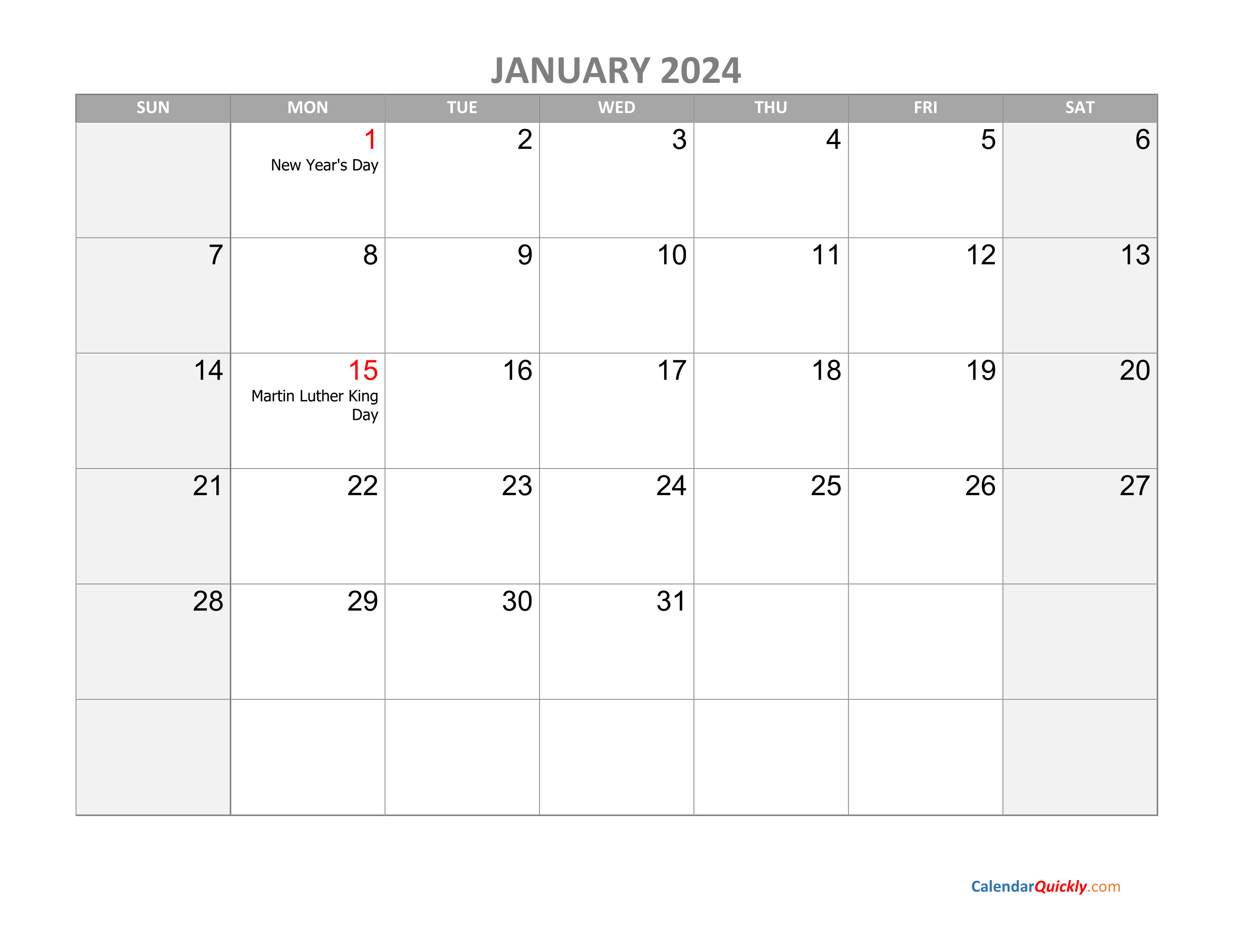 Monthly Calendar 2024 Printable Calendar Quickly Riset