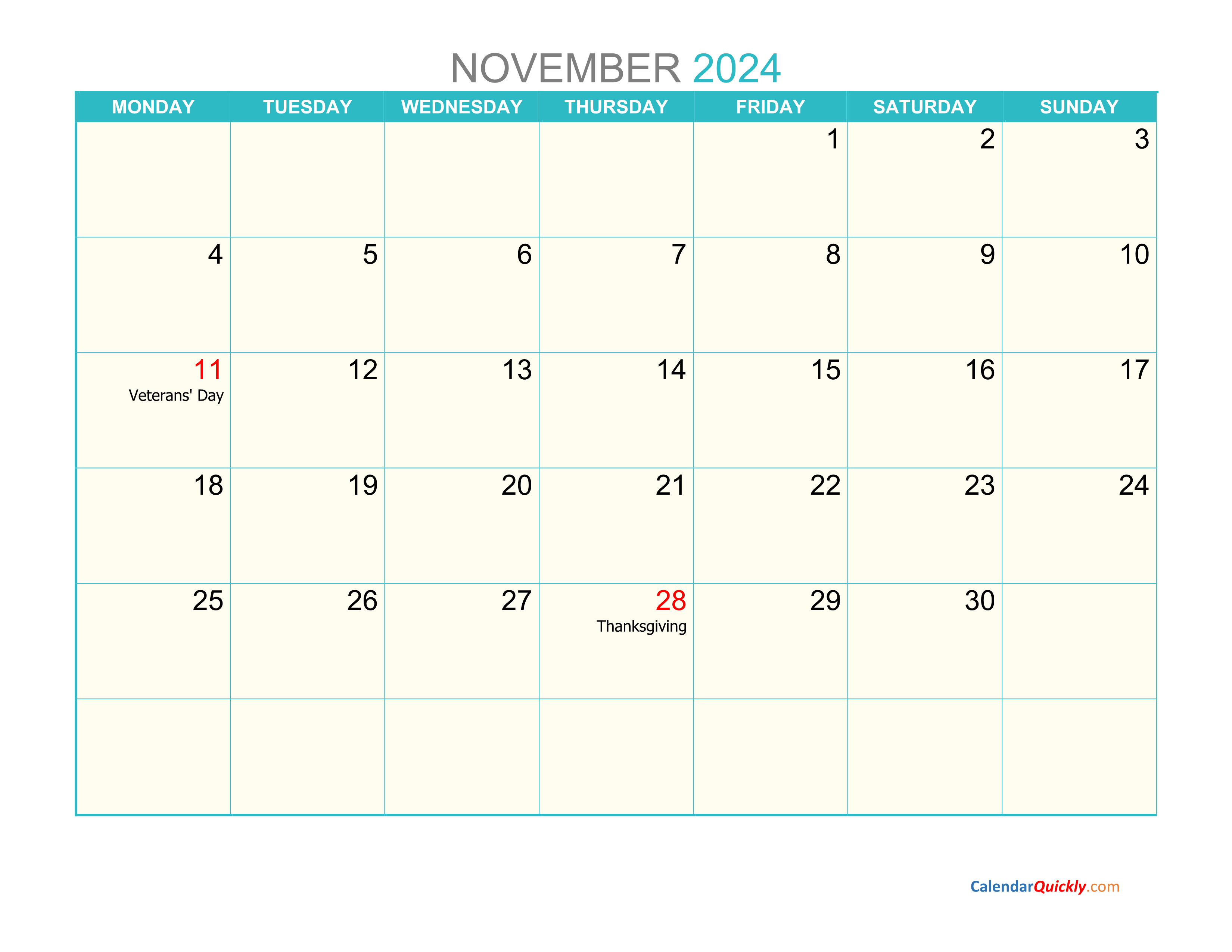 November Calendar 2024 Printable Calendar Quickly Vrogue