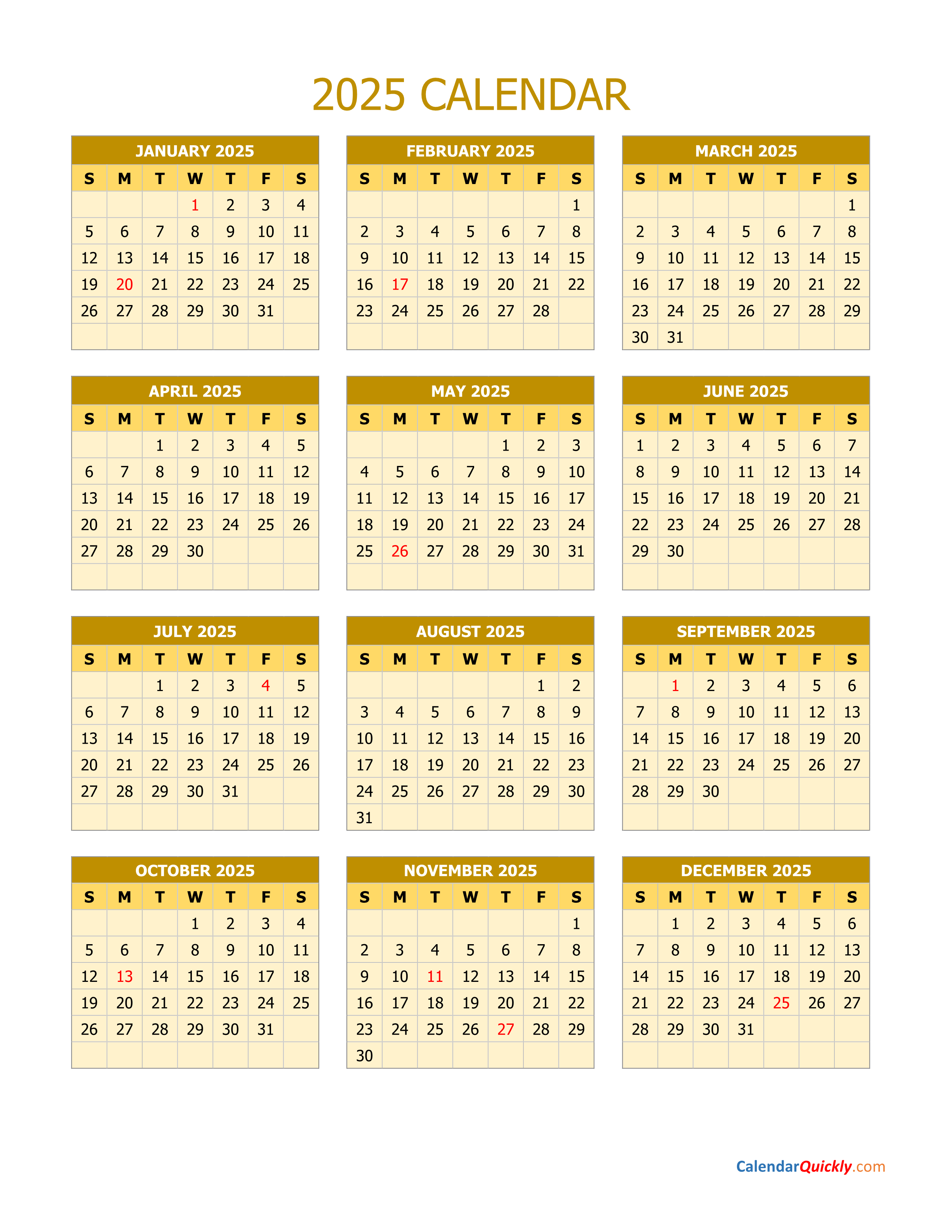 2025 Calendar Vertical Calendar Quickly