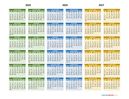 2025 2026 2027 calendar