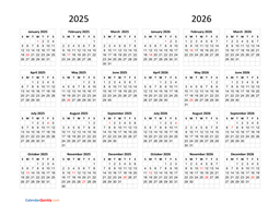 2025 and 2026 Calendar | Calendar Quickly