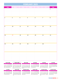 February Calendar 2025 Vertical