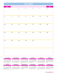 July Calendar 2025 Vertical