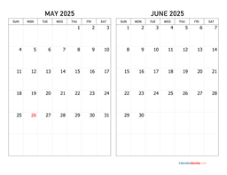 May and June 2025 Calendar