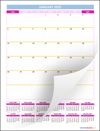 Monthly Calendar 2025 Vertical
