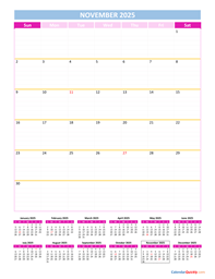 november calendar 2025 vertical