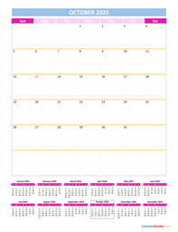 October Calendar 2025 Vertical