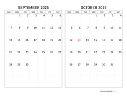 September and October 2025 Calendar
