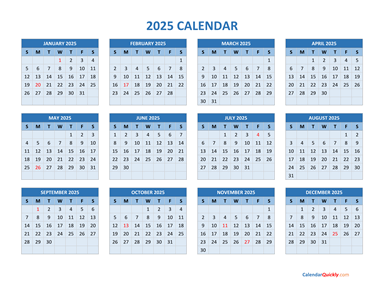 2025 Calendar