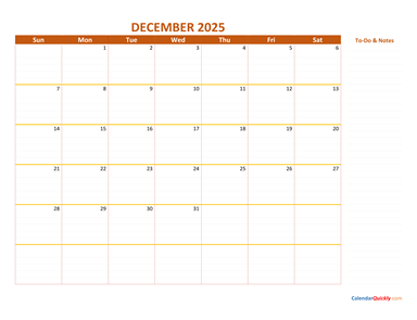 December 2025 Calendar