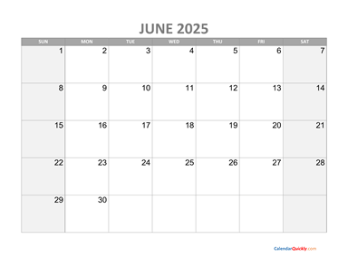 June Calendar 2025 with Holidays