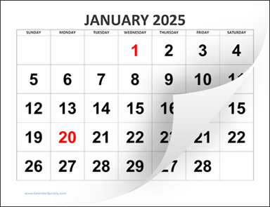 Large Blank Calendar 2025