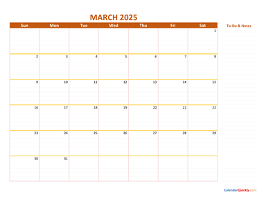 March 2025 Calendar