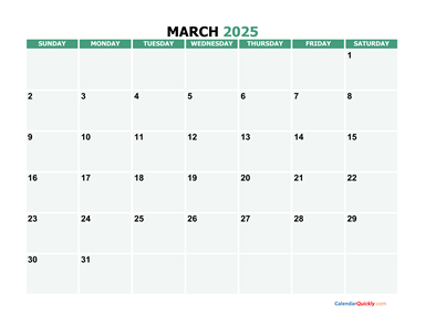 March 2025 Printable Calendar