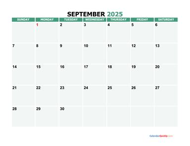 September 2025 Printable Calendar