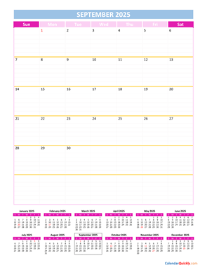 September Calendar 2025 Vertical