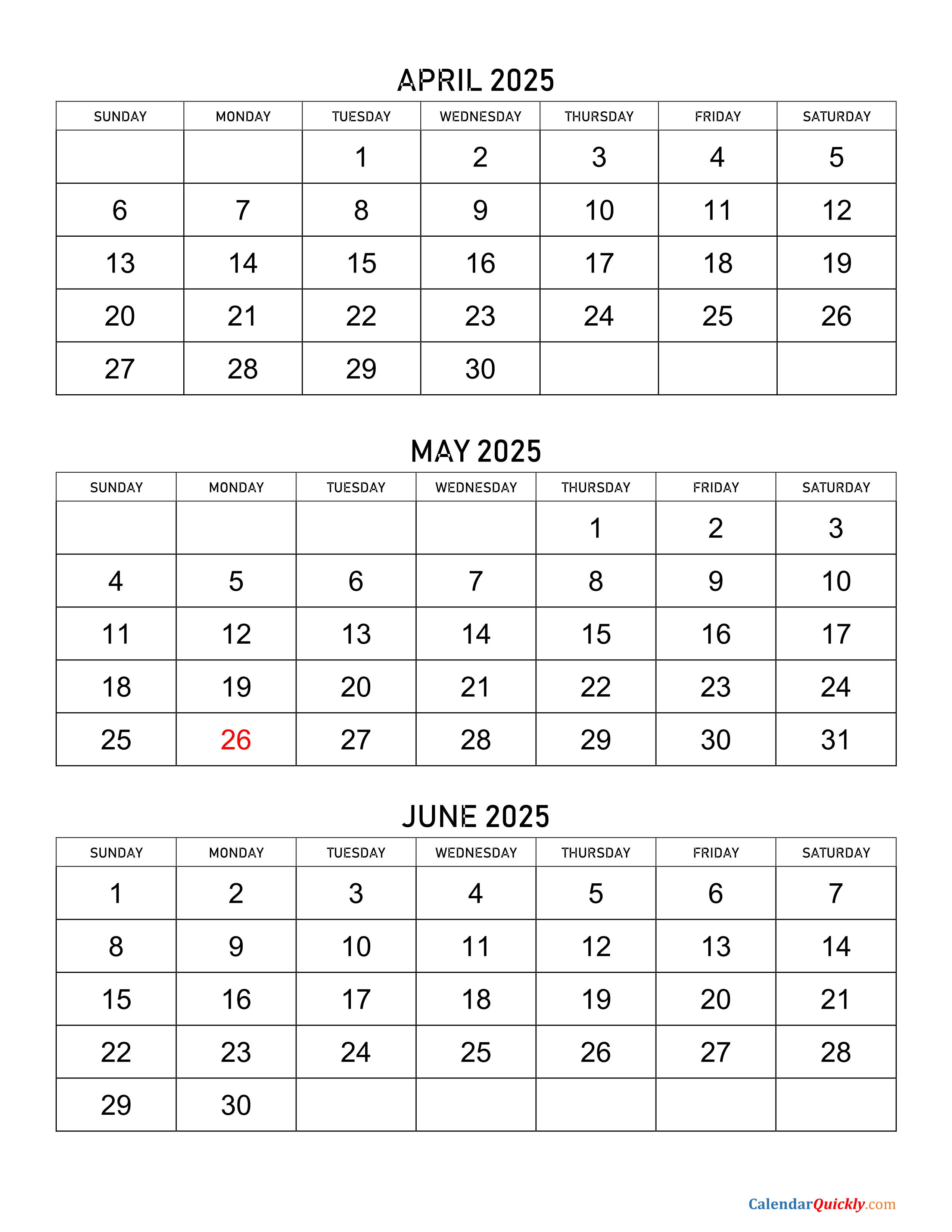 April May June 2025 Calendar Printable In 2021 Calendar Printables