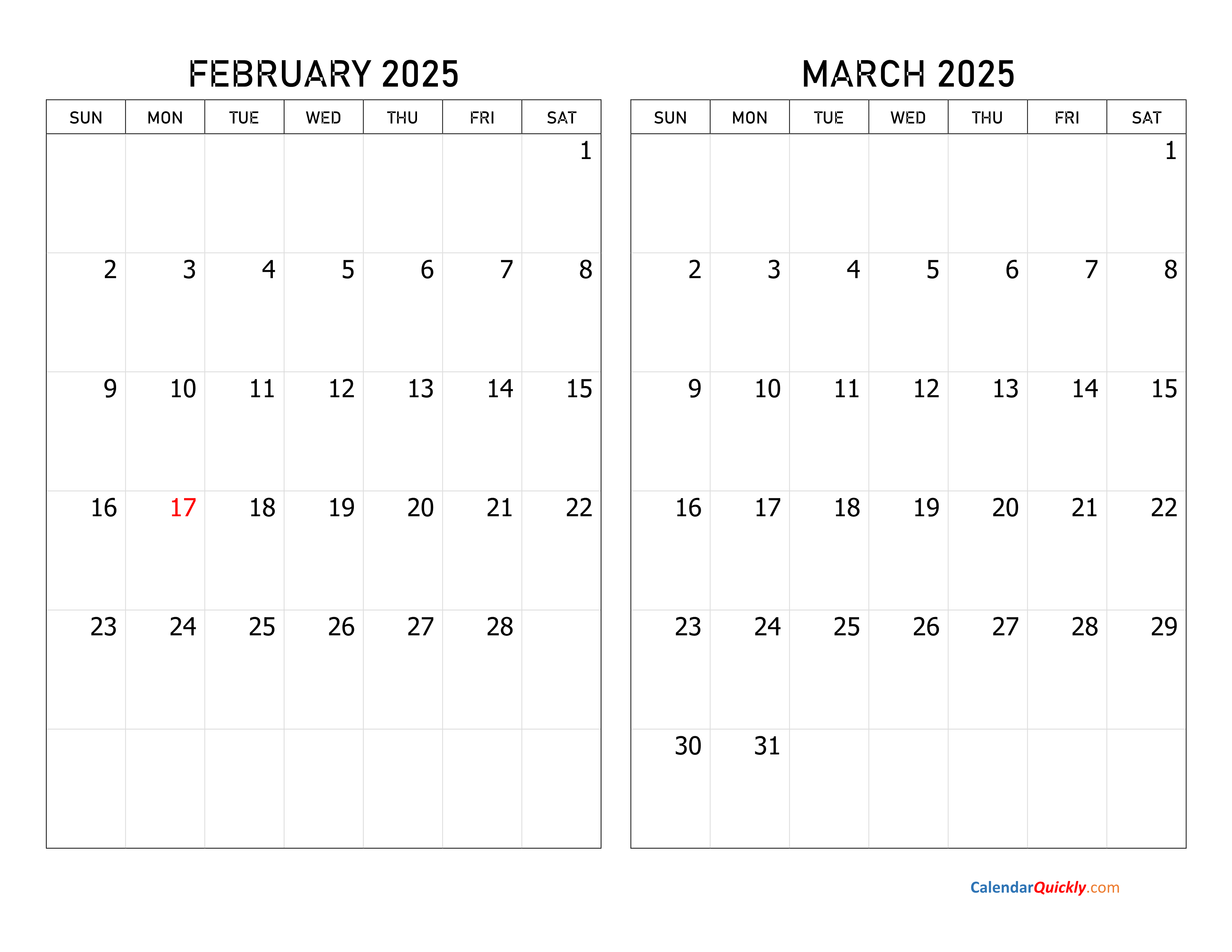 Printable Calendar February March 2025 Moll Ethelyn