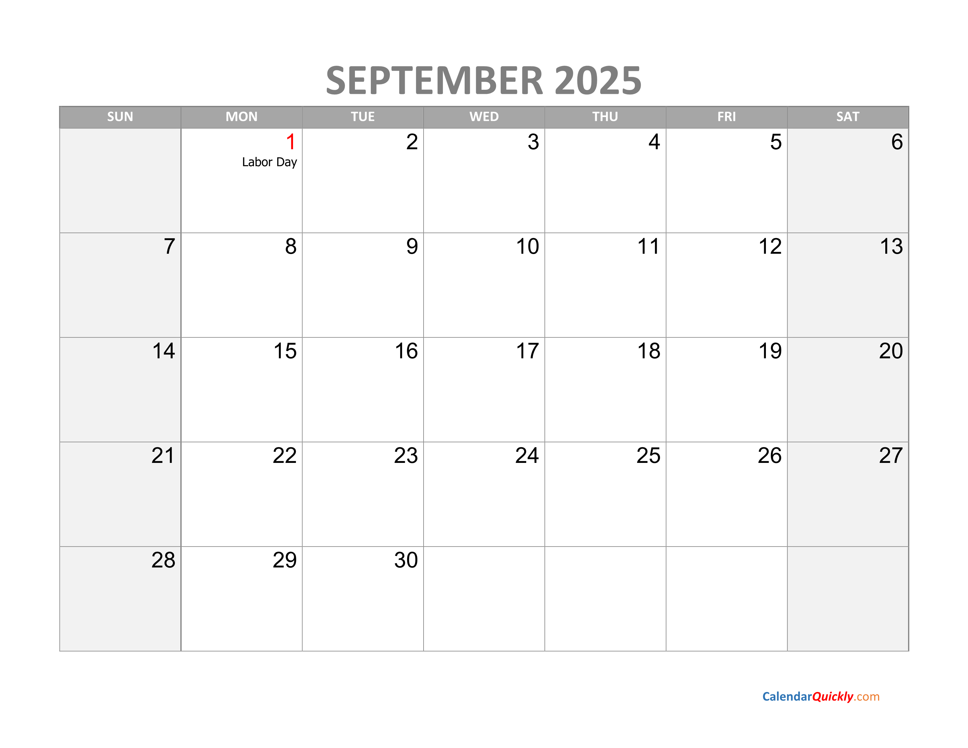 Free September 2025 Calendar With Holidays