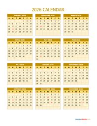 2026 calendar vertical