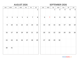 August and September 2026 Calendar