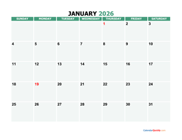 January Calendar 2026 Printable Calendar Quickly January Calendar 2026 Printable Calendar Quickly