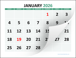 Monthly Calendar 2026 Printable | Calendar Quickly