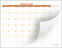 Monthly 2026 Calendar