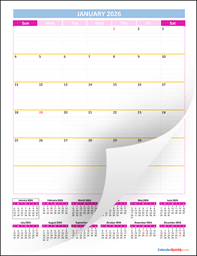 Monthly Calendar 2026 Vertical