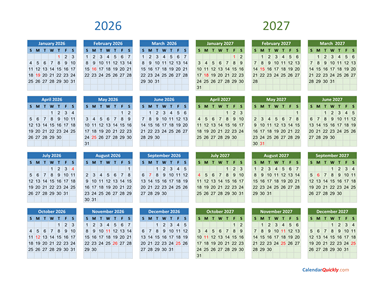 2026 and 2027 Calendar