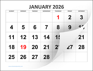 Large Blank Calendar 2026