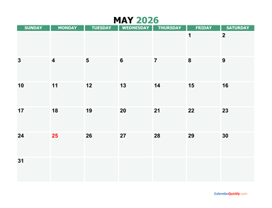 May 2026 Printable Calendar