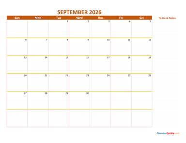 September 2026 Calendar